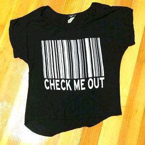love J Black White Check Me Out TShirt Size Medium